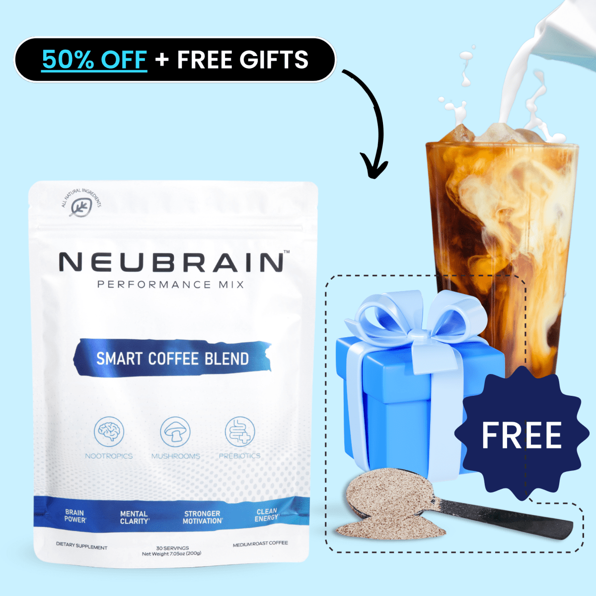 Neubrain Smart Coffee + 5 FREE Gifts - NEUBRAIN